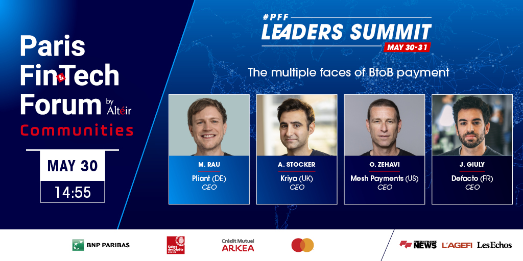 Come and discover this incredible panel on May 30th for the #PFF23 Leaders summit with Malte Rau, @anilstocker, @odedzehavi, @jordanegiuly, To see the full agenda follow this link : parisfintechforum.com/lagenda cc @paypliant @KriyaFinance @meshpayments @getDefacto