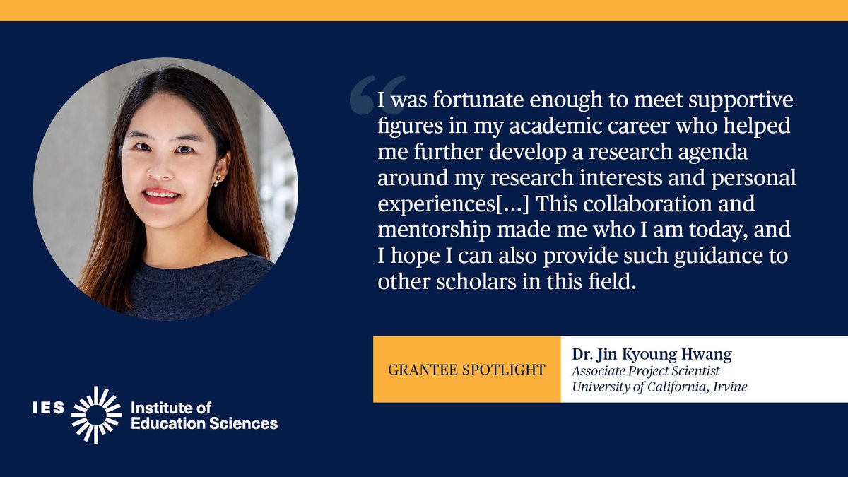 RT<a href="/IESResearch/">IES Research</a>: In recognition of #AAPIHeritageMonth, we asked #IESFunded researcher Dr. Jin Kyoung Hwang, associate project scientist at <a href="/UCIEducation/">UCIEducation</a>, to discusses her career journey: ies.ed.gov/blogs/research…
