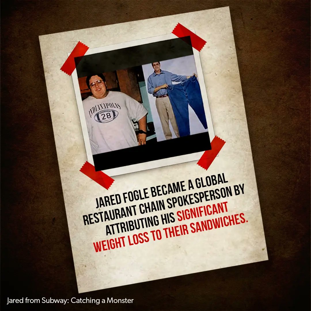 discoveryplusIN's tweet photo. The Jared Fogle Subway case warns us of a hidden dark side in people that often goes unnoticed. Beware.
#DiscoveryPlusIn #discoveryplus #jaredfoglesubway #subway #TrueCrimeMonth #truecrime https://t.co/Dvz56SCDki