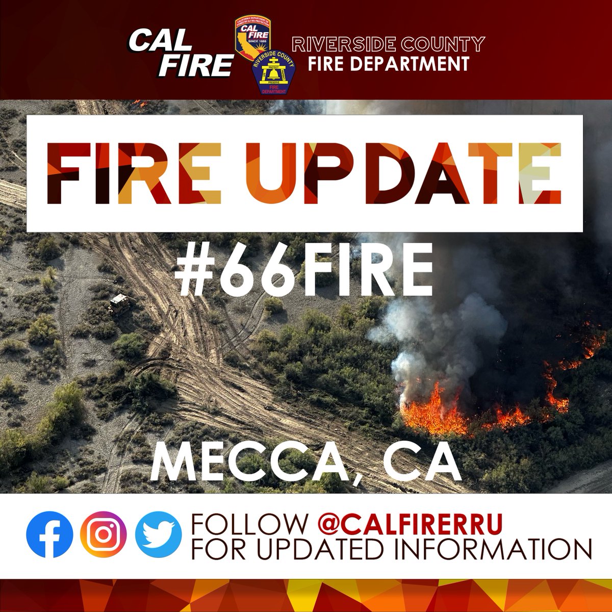 CALFIRERRU's tweet image. #66Fire [MORNING UPDATE 05/16 9:00a.m.] Firefighters worked overnight and were able to gain further containment; the fire is 127 acres, 30% contained. The road closure of Ave 66 between Hwy 86 Expressway and Fillmore remains in place. Please continue to avoid the area as