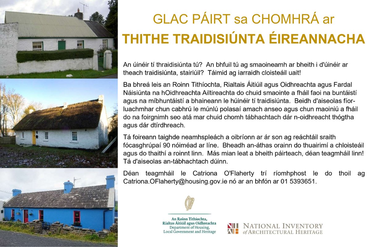National Inventory of Architectural Heritage (@niah_ireland) on Twitter photo TĂĄ an <a href="/DeptHousingIRL/">Department of Housing, Local Government & Heritage</a> & <a href="/NIAH_Ireland/">National Inventory of Architectural Heritage</a> ag tabhairt cuireadh d'ĂșinĂ©irĂ & d'ĂșinĂ©irĂ ionchasacha tithe traidisiĂșnta in Ăirinn cabhrĂș le polasaĂ a mhĂșnlĂș & maoiniĂș a fhĂĄil dĂĄr #Oidhreacht ThĂłgtha #dhĂșchasach bit.ly/3pHSboe TĂĄ an <a href="/DeptHousingIRL/">Department of Housing, Local Government & Heritage</a> & <a href="/NIAH_Ireland/">National Inventory of Architectural Heritage</a> ag tabhairt cuireadh d'ĂșinĂ©irĂ & d'ĂșinĂ©irĂ ionchasacha tithe traidisiĂșnta in Ăirinn cabhrĂș le polasaĂ a mhĂșnlĂș & maoiniĂș a fhĂĄil dĂĄr #Oidhreacht ThĂłgtha #dhĂșchasach bit.ly/3pHSboe