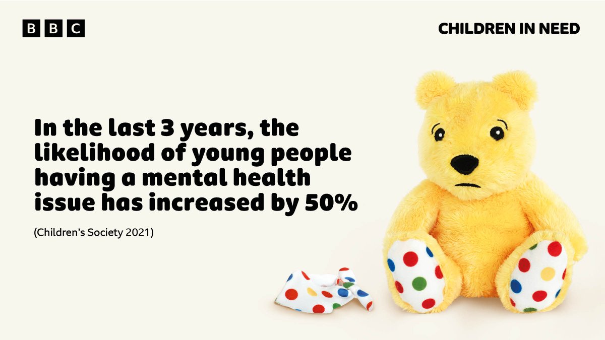For #MentalHealthAwarenessWeek Pudsey's removed his iconic bandana to show that mental health issues are often less visible. <a href="/BBCCiN/">BBC Children in Need</a>'s 'Behind the Bandana' campaign encourages conversations that can keep a child's mental health on track. 

For tips head to bbc.co.uk/pudsey
