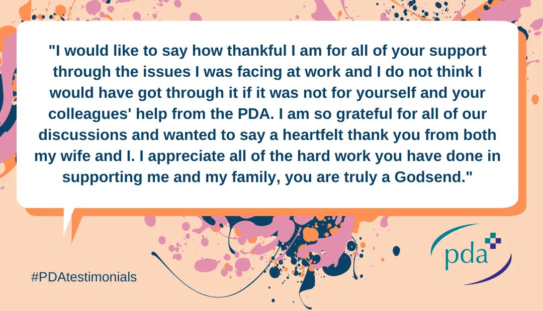the_pda's tweet photo. This #TestimonialTuesday we are delighted to share such positive feedback from a PDA member who came to us when they needed our support and advice. Read more of our member feedback here: https://t.co/iukZAxDa0f #PDAtestimonials
Join the PDA today. https://t.co/b4YkOxSK9m https://t.co/kxFjkv7O6U