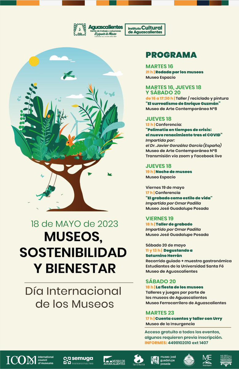 🌟Te invitamos a que en el Día Internacional de los #Museos, te sumes a esta importante festividad por medio de las actividades promovidas por <a href="/CulturaAgs/">Instituto Cultural de Aguascalientes</a>, ¡consulta aquí el programa de actividades! 

#ViveICA #ElGiganteDeMéxico #CapitalAmericanaDeLaCultura #DIM2023