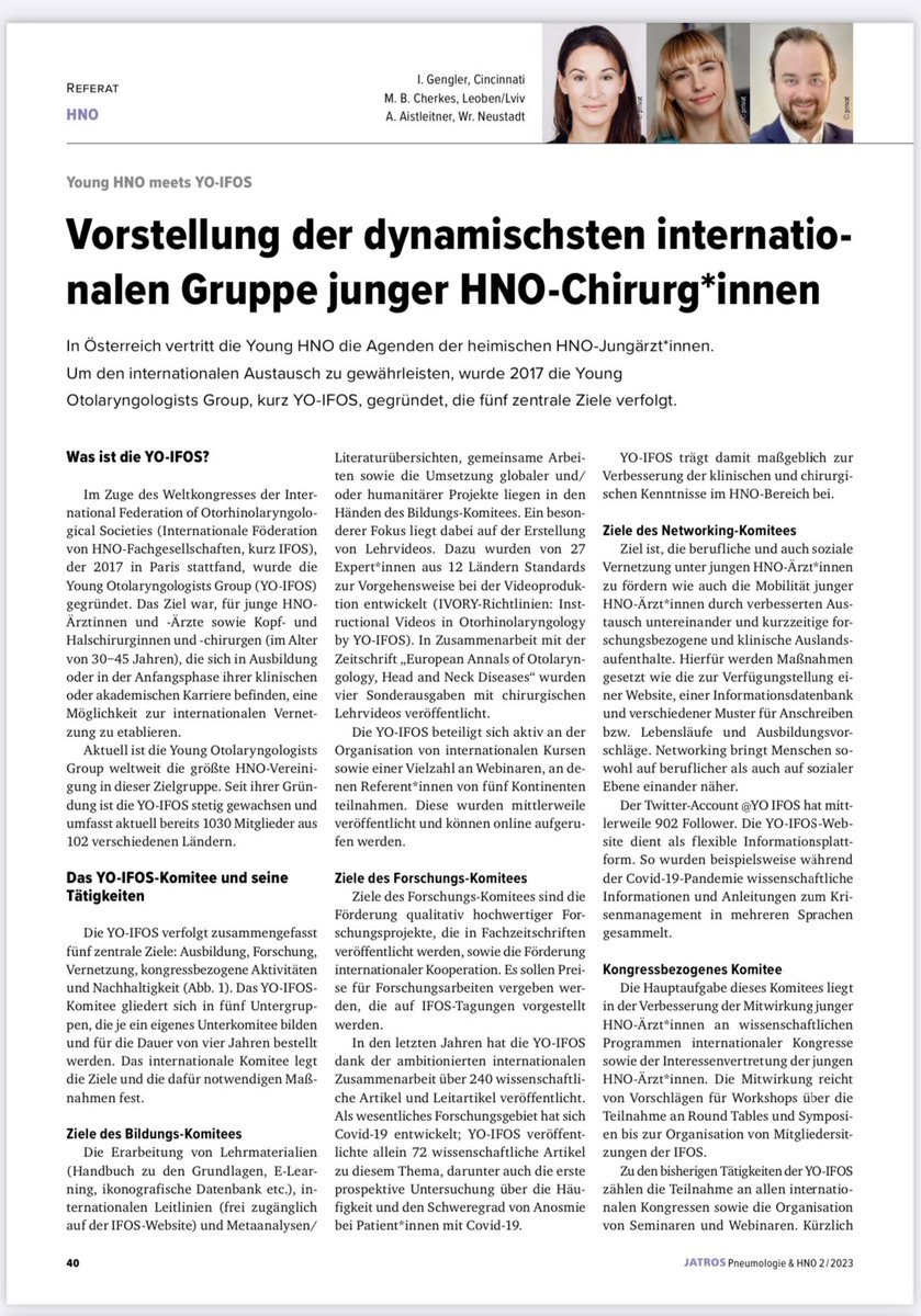 Young Otolaryngologists - IFOS (@yo_ifos) on Twitter photo Young HNO meets Yo-IFOS ๐
๐ฌ๐ง ๐บ๐ธ Presentation of the most dynamic international group of young ORL-HNS surgeons
๐ฉ๐ช Vorstellung der dynamischsten internatio- nalen Gruppe junger HNO-Chirurg*innen
Full text article โน๏ธ universimed.com/at/article/hnoโฆ
#yoifos #presentation #hno Young HNO meets Yo-IFOS ๐
๐ฌ๐ง ๐บ๐ธ Presentation of the most dynamic international group of young ORL-HNS surgeons
๐ฉ๐ช Vorstellung der dynamischsten internatio- nalen Gruppe junger HNO-Chirurg*innen
Full text article โน๏ธ universimed.com/at/article/hnoโฆ
#yoifos #presentation #hno
