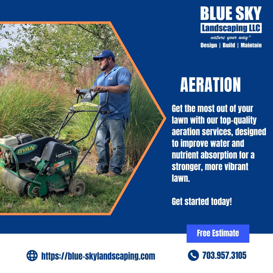 Ready, set, aerate! 🌿 Transform your lawn into a thriving green oasis with Blue Sky Landscaping's Aeration Services.
Experience the difference: 
blue-skylandscaping.com/aeration-seedi…

#LawnGoals #AerateToElevate #soilaeration