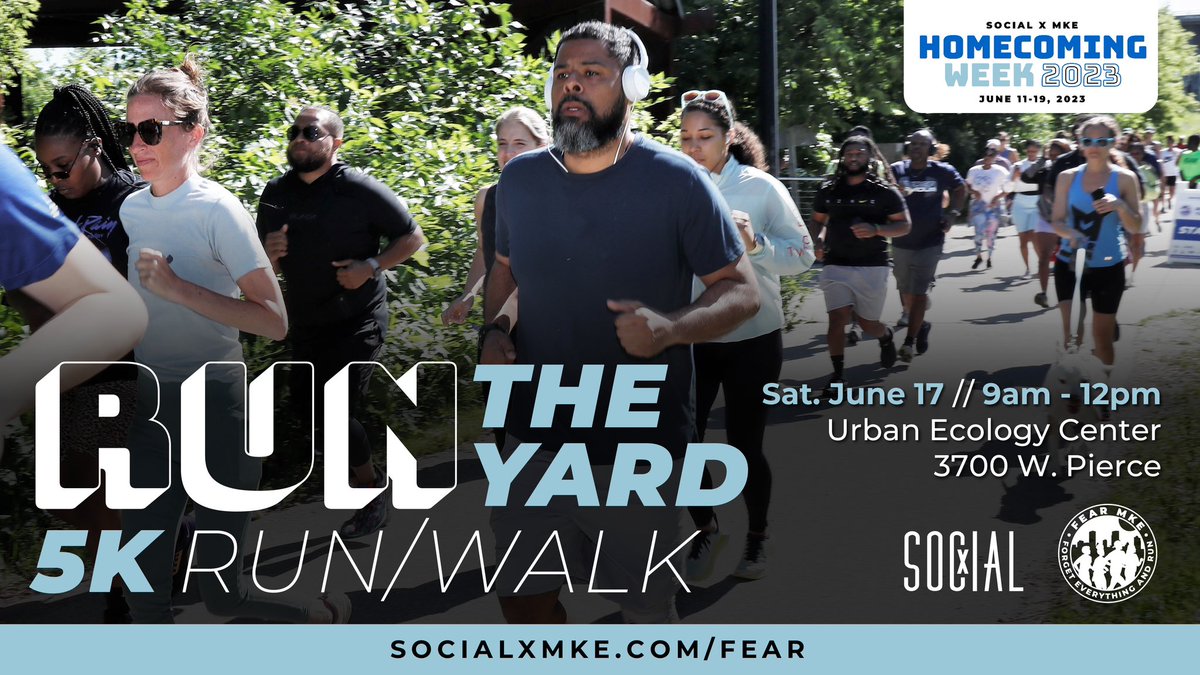 Join #fearmke 6/17 for Milwaukee's most diverse run/walk on the beautiful Hank Aaron trail. Afterwards, cool down with us at the block party! 

Attendees will enjoy food, music, and giveaways! 💜🧡

RSVP at socialxmke.com/events

#RunwithFEARMKE 
#FEARSZN9 
#SocialXMKE 
#SXHW23