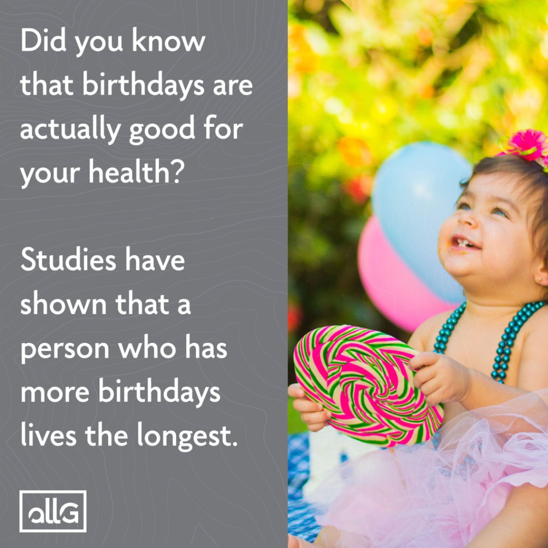 AllGEssentials's tweet photo. Did you know that birthdays are actually good for your health?

Studies have shown that a person who has more birthdays lives the longest.

#JustSaying #WeAreAllGood #ALLG https://t.co/zCLYGXftXo