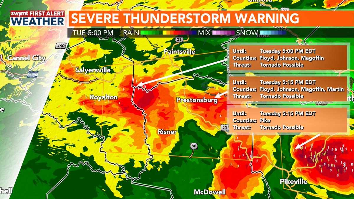 brobwx's tweet photo. A Severe Thunderstorm Warning has been issued for all or part of Floyd, Magoffin, Johnson, Martin Counties until May 16 5:15PM. More information here: https://t.co/DB7Zz4Vbh7 https://t.co/Vnp3Uxv8UT