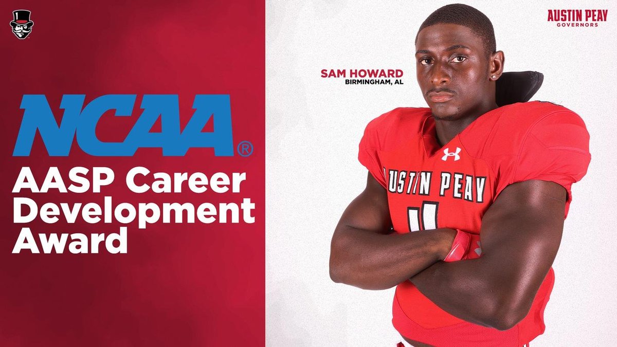 Congratulations to our very own <a href="/SamuelH537/">Sam Howard</a> on being named one of the two student-athletes in the country to earn the prestigious AASP Career Development Award! 🎩🏈

🗞️ --&gt; bit.ly/3nYkXAE

<a href="/NCAA/">NCAA</a> | #LetsGoPeay