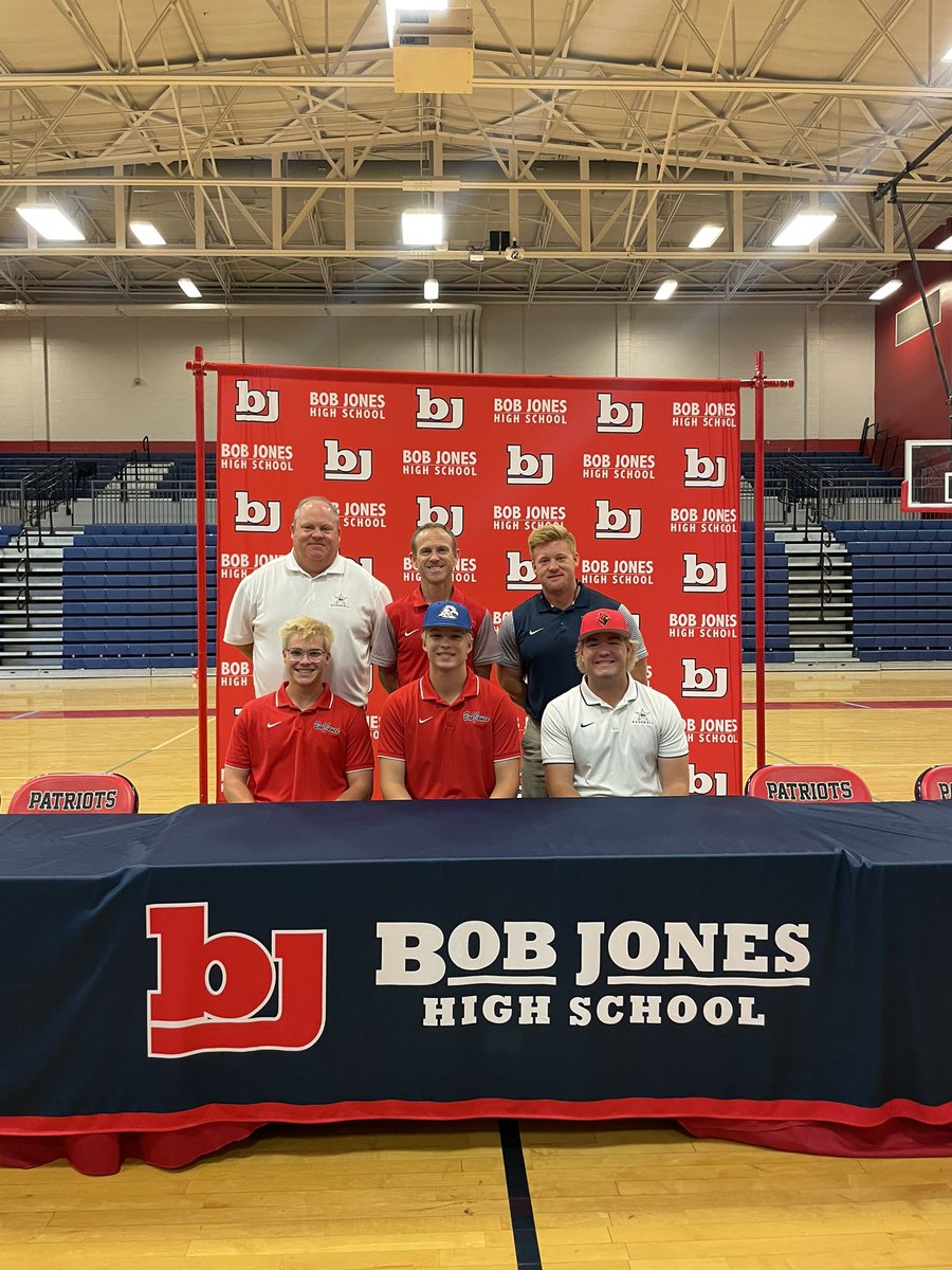 BJHSBaseball's tweet photo. It’s always a great day when you get to have a signing day! @ArnBenjamin, @AidanDoyle_2, &amp; @MasonMFreeman signed on the dotted line today to continue their baseball careers! This gives us seven 2023 signees! https://t.co/2CHrRiXcwE