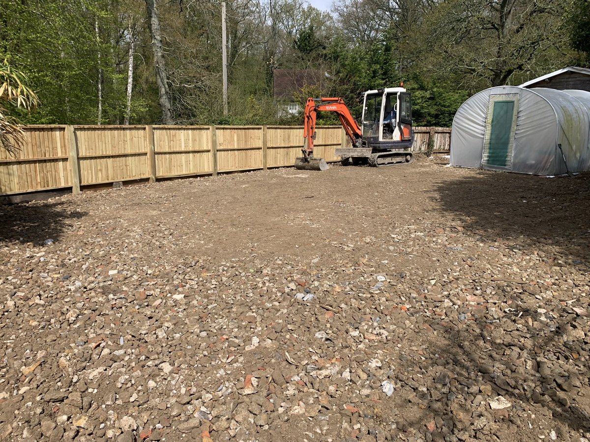 Large hard standing and sleeper retaining wall completed for a customer in Robertsbridge. Area was needed for more storage and parking. 😀