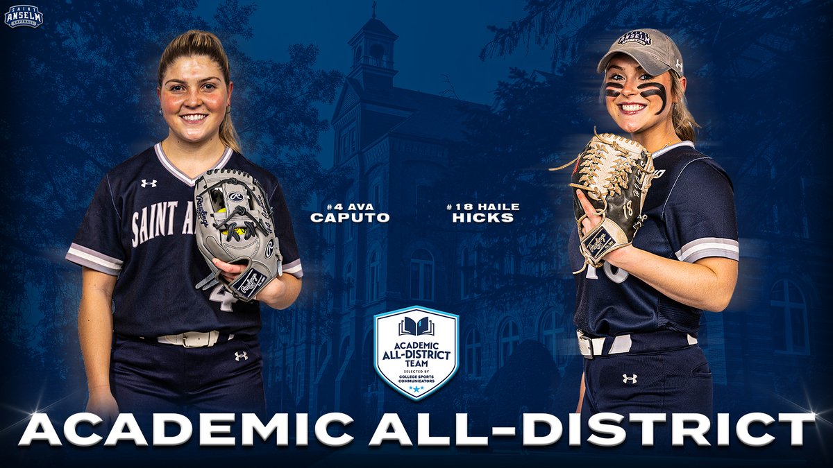 Junior Haile Hicks and sophomore Ava Caputo have been named to the College Sports Communicators 2023 Academic All-District Division II Softball Team for their combined performances on the diamond and in the classroom!

📰: saintanselmhawks.com/news/2023/5/16…

#HawksSoarHigher