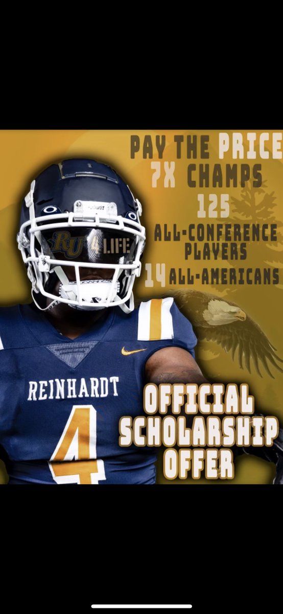 WelchSimeon's tweet photo. Blessed to receive an offer from @ReinhardtFB Thankful for this opportunity!
@grindmodepeeps @football_dawson https://t.co/GWtMDT8eTr