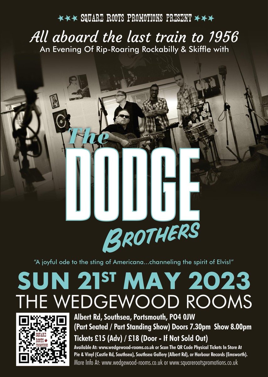 We have actual physical tickets for @DodgeBrothers show this Sunday,at @WedgewoodRooms in the shop right now! Gotta love a proper ticket! They’re also in @PieVinyl & @SouthseaGallery #portsmouth #americana #rockabilly #skiffle #livemusic #supportlocal