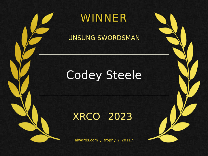 🏆 Congratulations to @codeyxxxsteele for winning the 2023 #XRCO Unsung Swordsman trophy! 🎉 Your hard work and dedication to the craft have paid off! ⚔️ #PornIndustry #AdultEntertainment