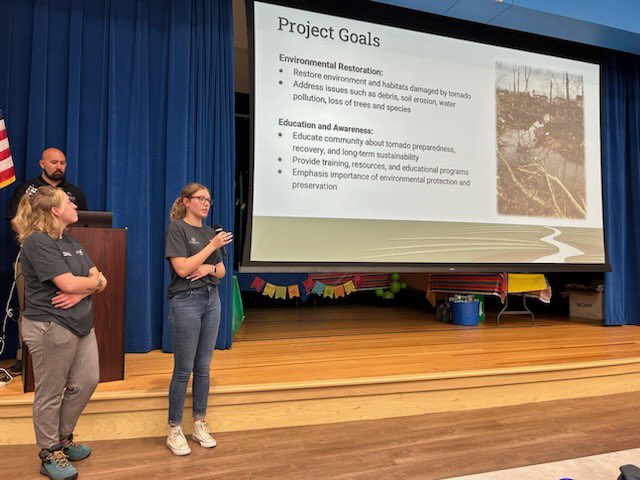 jc_parcc's tweet photo. This weekend some of our class was able to attend the Rotary District 6710 Conference. We presented our project and progress to the various clubs of the district, gave them a tour of the green space, and got to meet with rotarians and community members impacted by the tornado. https://t.co/WIV9AUk0OY