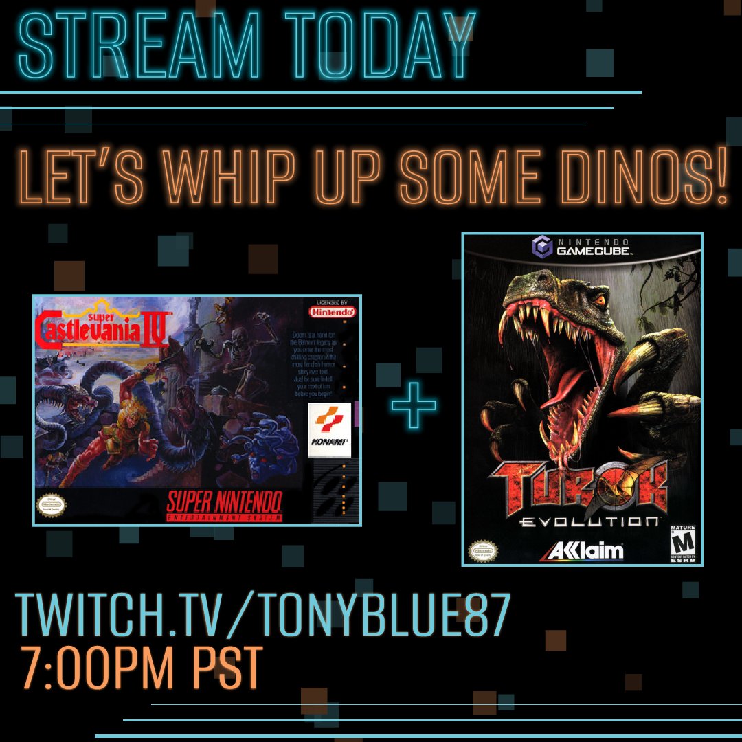 TonyBlue87's tweet photo. We're #clearingthebacklog with two of games that aren't linked thematically in the slightest! I'm starting with our first #SNES game: Super Castlevania IV. Then, for reasons I can't justify, I'm starting a playthrough of Turok: Evolution on #GameCube. It makes sense! #retrogaming https://t.co/CyLfguNTWv