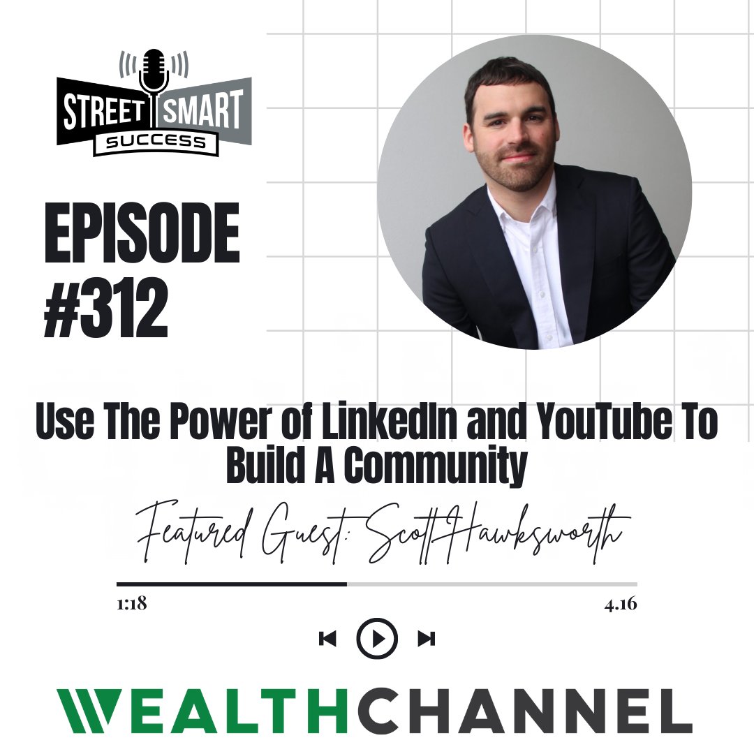 Leveraging platforms like <a href="/YouTube/">YouTube</a> and <a href="/LinkedIn/">LinkedIn</a>  is ESSENTIAL to building audience and community digitally.

Thanks to <a href="/streetsmart_pod/">Street Smart Success</a> for inviting me to discuss <a href="/WealthChannelco/">WealthChannel</a>'s strategy &amp; my thoughts from 15 years of digital marketing.

👉Listen: streetsmartsuccess.com/312-use-the-po…