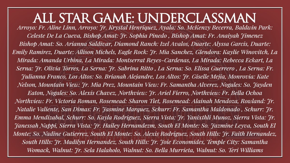 Here are the teams! SGV ALL STARS