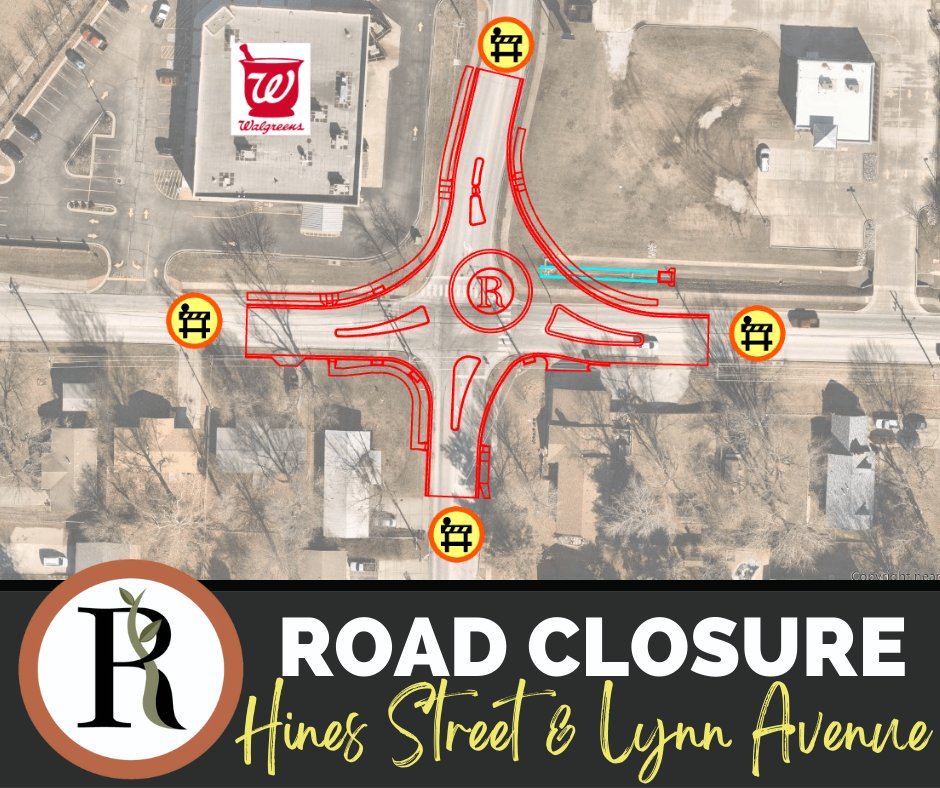 The intersection of Hines Street and Lynn Avenue will be closed to through traffic starting May 30 for the construction of a new roundabout. Detour routes will be available and business/residential entrances will remain accessible. Visit republicmo.com/1814/Hines-Lyn… for more info.