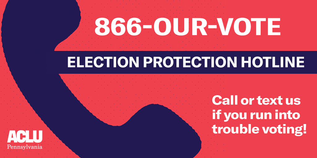 There's still time to cast your ballot! If you're in line to vote at 8 PM, stay in line. If you run into difficulties, call or text the election protection hotline at 866-OUR-VOTE.