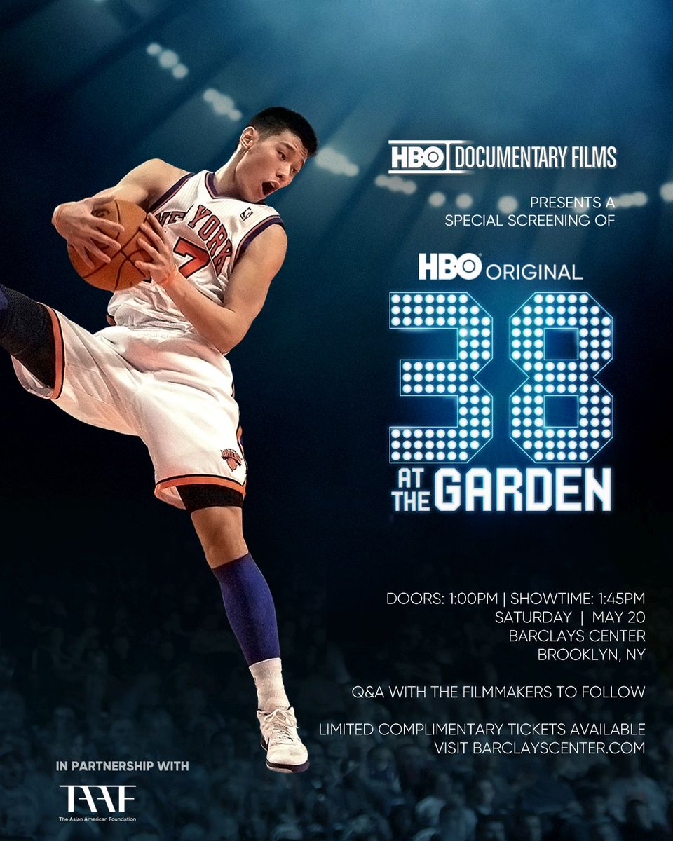 Join us this weekend at the @barclayscenter for an advanced screening of '38 At The Garden.' After the screening, we will be joined by director Frank Chi and producers Travon Free and Samir Hernandez for an exclusive conversation.

Get your tickets now: ticketmaster.com/event/30005EAC…