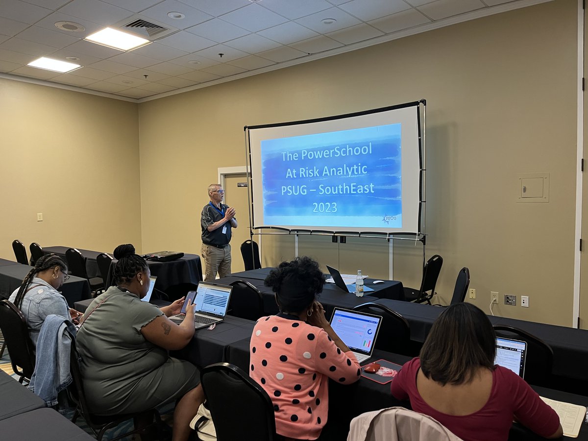 Jack Knopp is teaching an At Risk Analytics class at the PowerSchool Users Group (PSUG) Conference in Myrtle Beach. Participants get a real-world view of how others are using it in their school districts. #PSUG #BeNDLegendary #NDITEduTech #PowerSchool