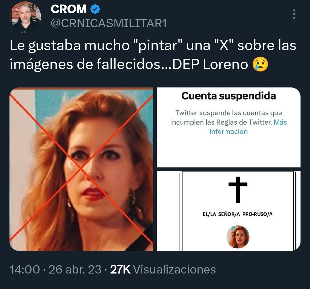 Mis cuentas anteriores borradas por un pajaro que no le gusta que la gente se informe por canales no habituales.
Si quieres seguirme en esta nueva cuenta e informarte de verdad sobre la guerra de Ucrania, te lo agradecere. 😘
Please RT
🇷🇺🇷🇺🇷🇺🇷🇺