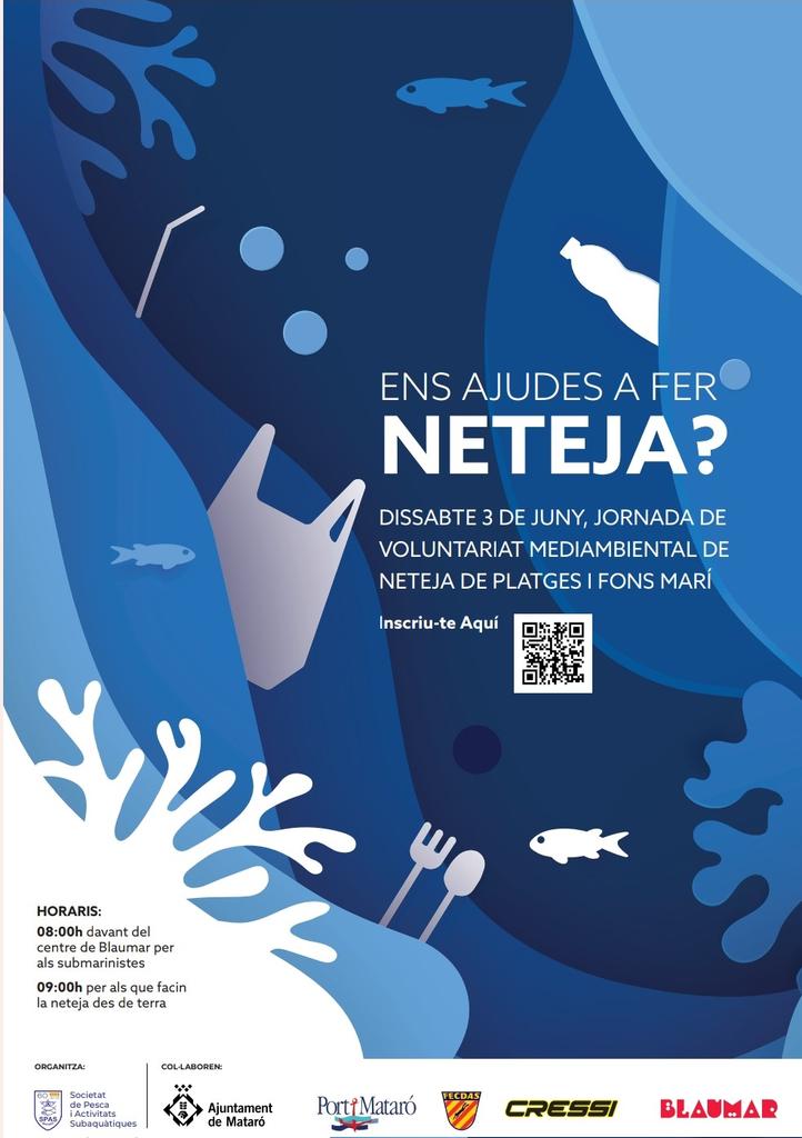 El proper 3 de juny portem a terme una jornada mediambiental per tal de netejar les platges i els fons marins de Mataró. Anima't i participa-hi. Et pots inscriure en el següent enllaç. forms.gle/1zwNo6be8vvFf1…