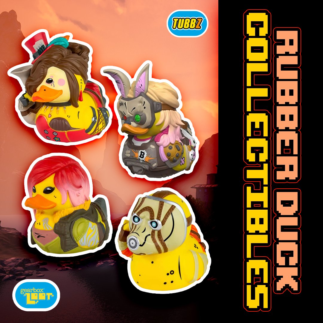 This is a collectible that IS all it's QUACK'd up to be! 🦆

The TUBBZ Borderlands rubber duck collection is super cute and super unique! 🦆

We've got ducky Tiny Tina, Psycho, Moxxi, and Lilith! ✨

Check them out!
bit.ly/3xlVh1B