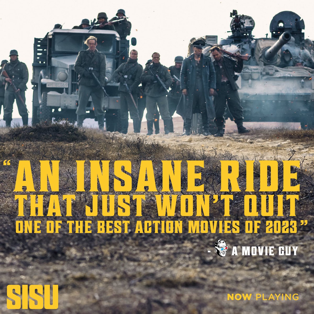 This movie is wicked! @SISUmovie I must say, it’s worth the watch. Non stop awesome action!
Also my brothers tag is SISU so it’s a pretty good coincidence. 
#SISU #Nonstop