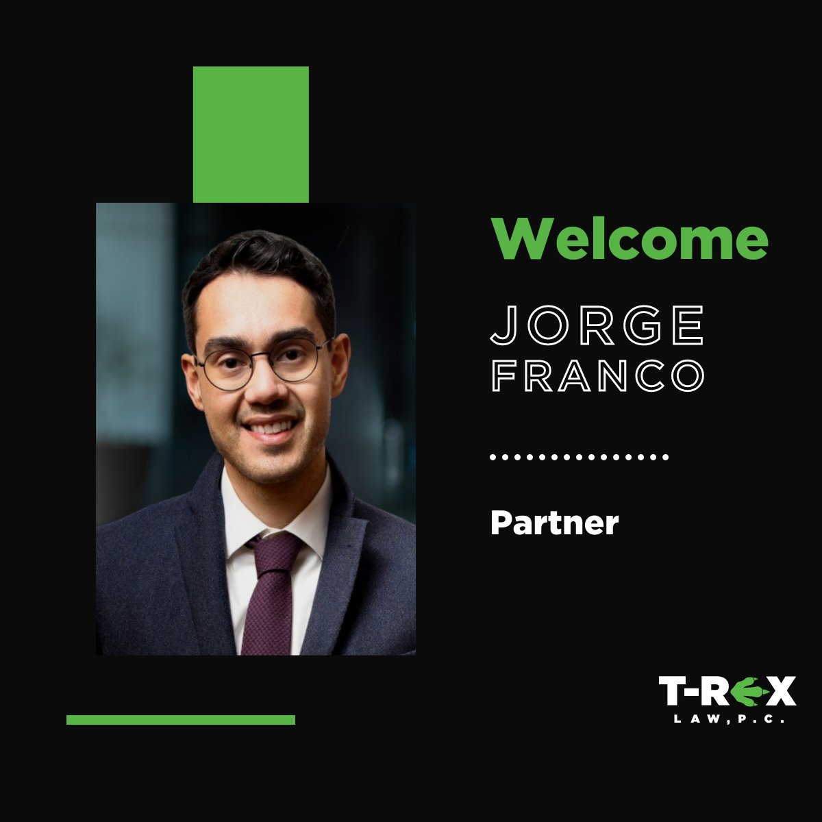 We are thrilled to announce that Jorge Franco has joined T-Rex Law as a Partner. Jorge has a wealth of experience in the field of trademark law. Welcome, Jorge! 🦖 

#intellectualproperty #intellectualpropertyattorney #trademarklawyer