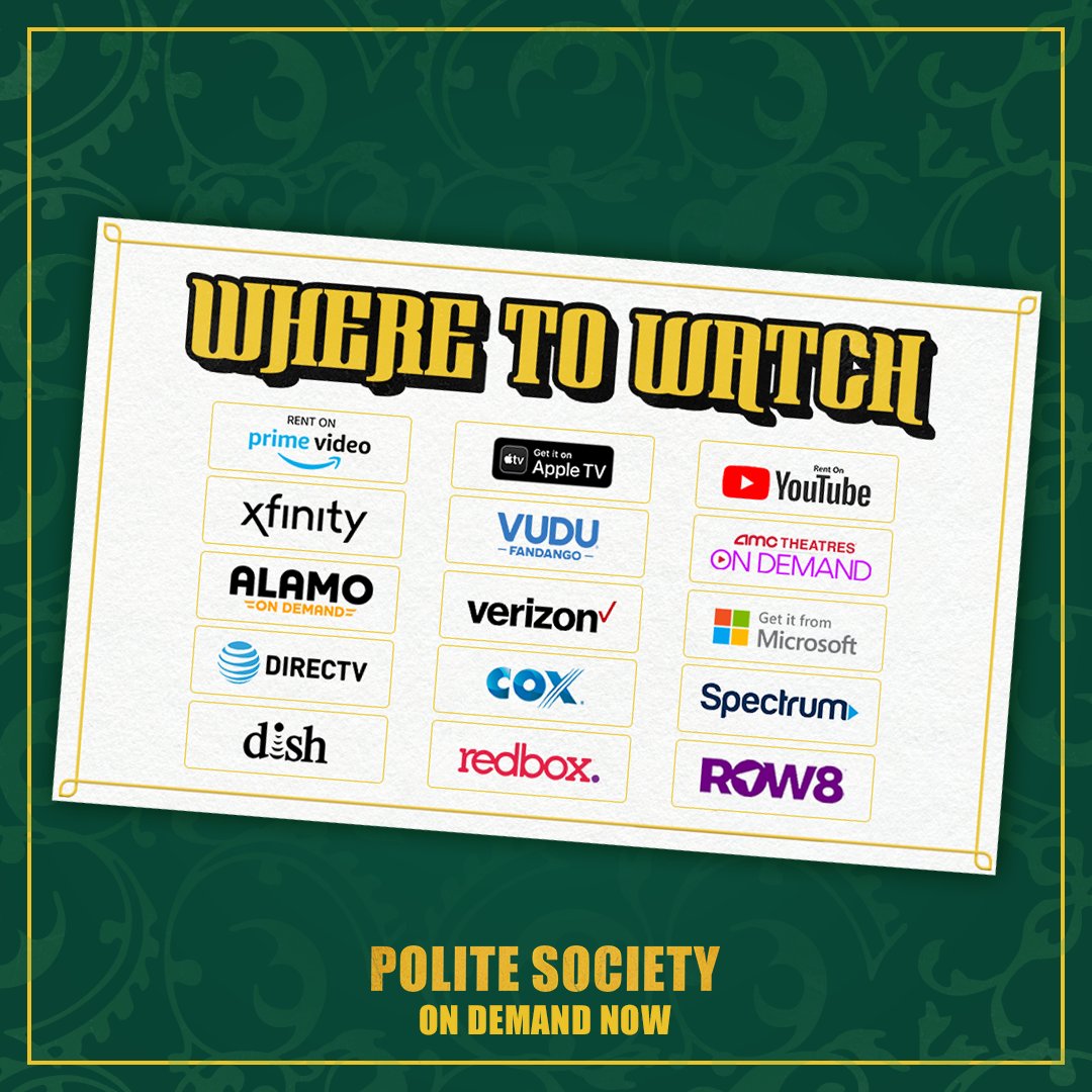 The knockout hit of Sundance is now available on demand.💥 Find out where to watch #PoliteSociety now: politesocietymovie.com