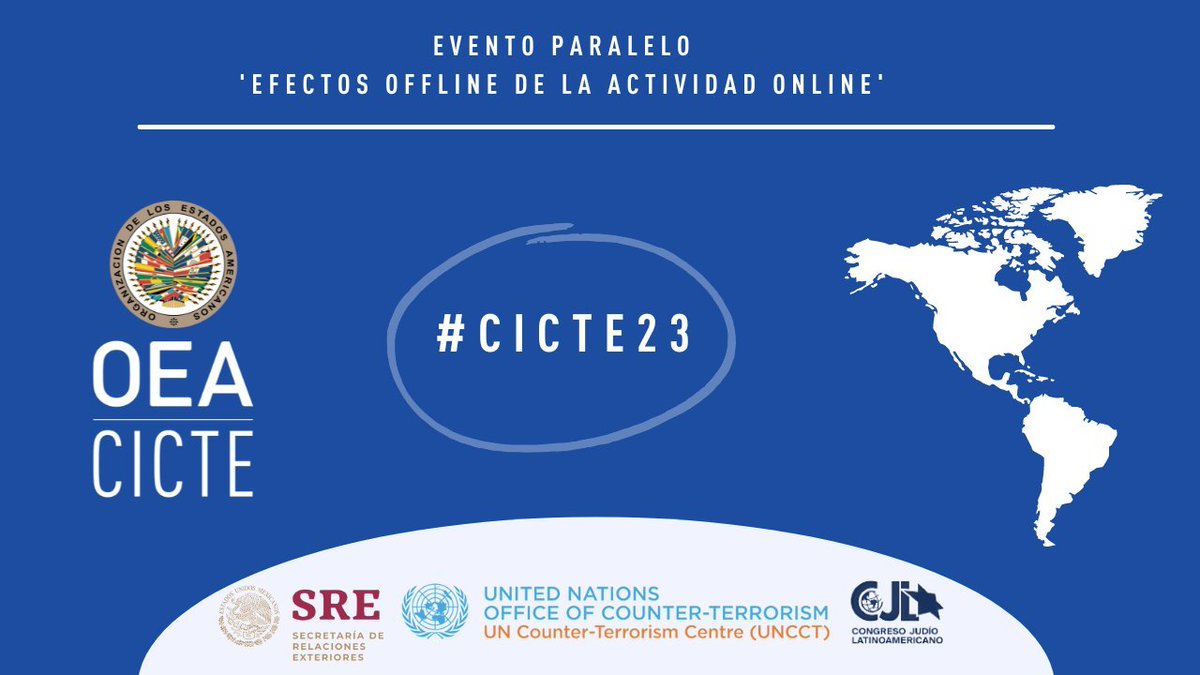OEA_CICTE's tweet photo. All set in Mexico City🇲🇽 to start shortly with the parallel event on current trends and challenges to prevent and counter the use of #ICTs for the purposes of #Terrorism and #ViolentExtremism within the framework of #CICTE23 https://t.co/9YjBgeKiua