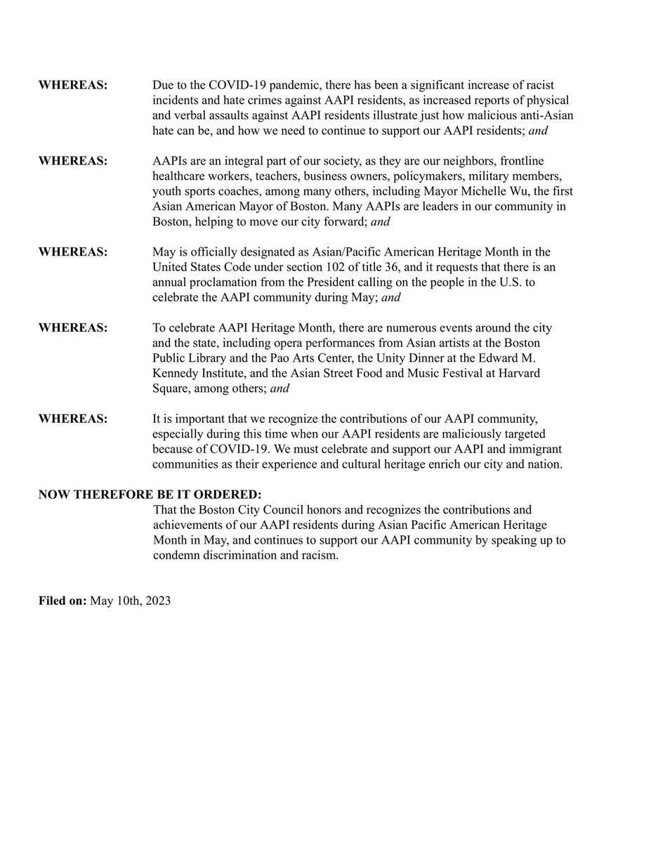 EdforBoston's tweet photo. TY @ErinforBoston, @Ruthzee &amp; @BOSCityCouncil for passing resolution last week to recognize AAPI Heritage Month &amp; contributions of AAPI community to our city &amp; country. We celebrate their sacrifices, rich culture &amp; stand w/ AAPI neighbors against racism, hate &amp; violence #bospoli https://t.co/Pcj0h53qrG