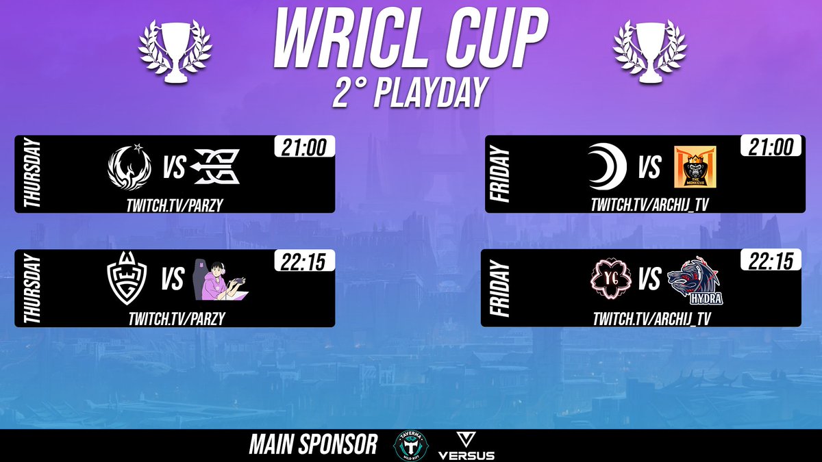 WRINT_Official's tweet photo. [#WRICL] 🏆 Annunciamo la seconda settimana della Wild Rift Italia : Challegers League

📣 Giovedì 18 :
Nakira vs @TRID3NTesports 21:00
@wlgitaly vs Leaders 
https://t.co/2sq32kF03Y

📣  Venerdì 19 : 
@LunantisGaming vs Monkeys
Yugen vs Hydrakekw 
https://t.co/IoT8CfX2mm https://t.co/L7ysI7aLgV