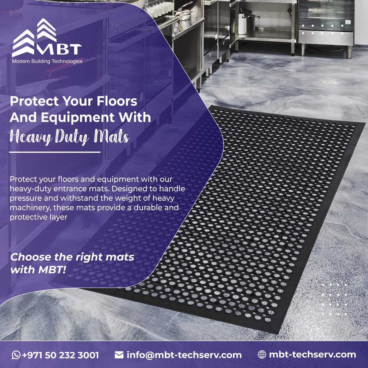 Our Commercial Entrance Mats are engineered with advanced technology to effectively trap dirt, dust, and moisture

Talk To Us On WhatsApp:
wa.me/9710502323001

Or reach us at
+97143462595
info@mbt-techserv.com

#mbt #entrancemats #commercialmats #buildingmaterialsupplier