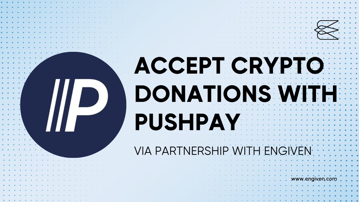 engiveninc's tweet image. Engiven is delighted to offer @Pushpay’s network of nonprofits and churches the ability to receive #cryptodonations. We’re excited to see this partnership open the door to greater fundraising and kingdom impact.