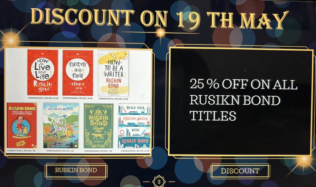 Come and join us @midlandsouthex For cake cutting ceremony on 19th may 2023 @ 6pm on the birthday of @RuskinBondIndia Get 25% Discount on all Ruskin Bond Titles. @HarperCollinsIN