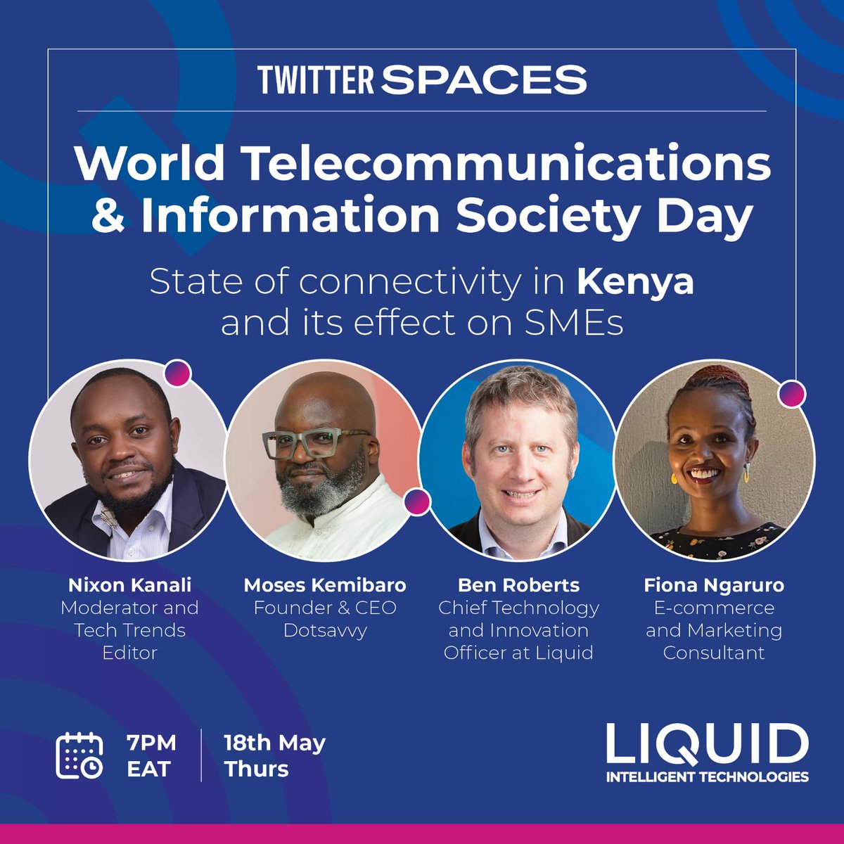 moseskemibaro's tweet photo. Join us this Thursday the 18th of May 2023 from 7.00 pm (EAT) for a lively and engaging Twitter Space titled, 'The State of Connectivity In Kenya & Its Effect On SMEs'. Sign-up @ https://t.co/zhoavpy6an
@LiquidInTechKe @NicKanali @benliquidkenya @moseskemibaro #ConnectivityKE https://t.co/lJuDU2gBM7