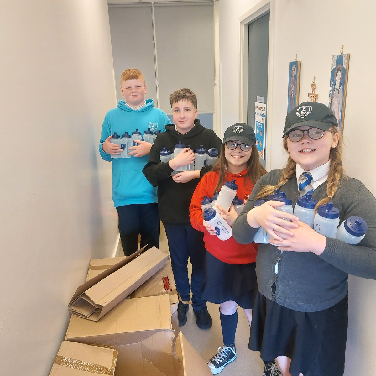 StClaresDrum's tweet photo. All pupils in St. Clare's received their very own St. Clare's branded water bottle this week as part of our Health Week programme. This idea came from some of our Class Councils &amp; we were only too happy to oblige! https://t.co/GbHyRJe5Um