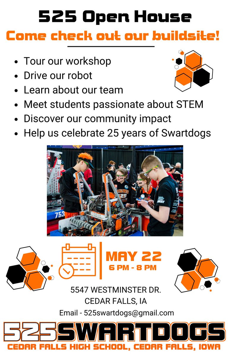 525Swartdogs's tweet photo. Come see us next Monday, 5/22!
#MoreThanRobots #FIRSTinIowa https://t.co/8R499HrUF9