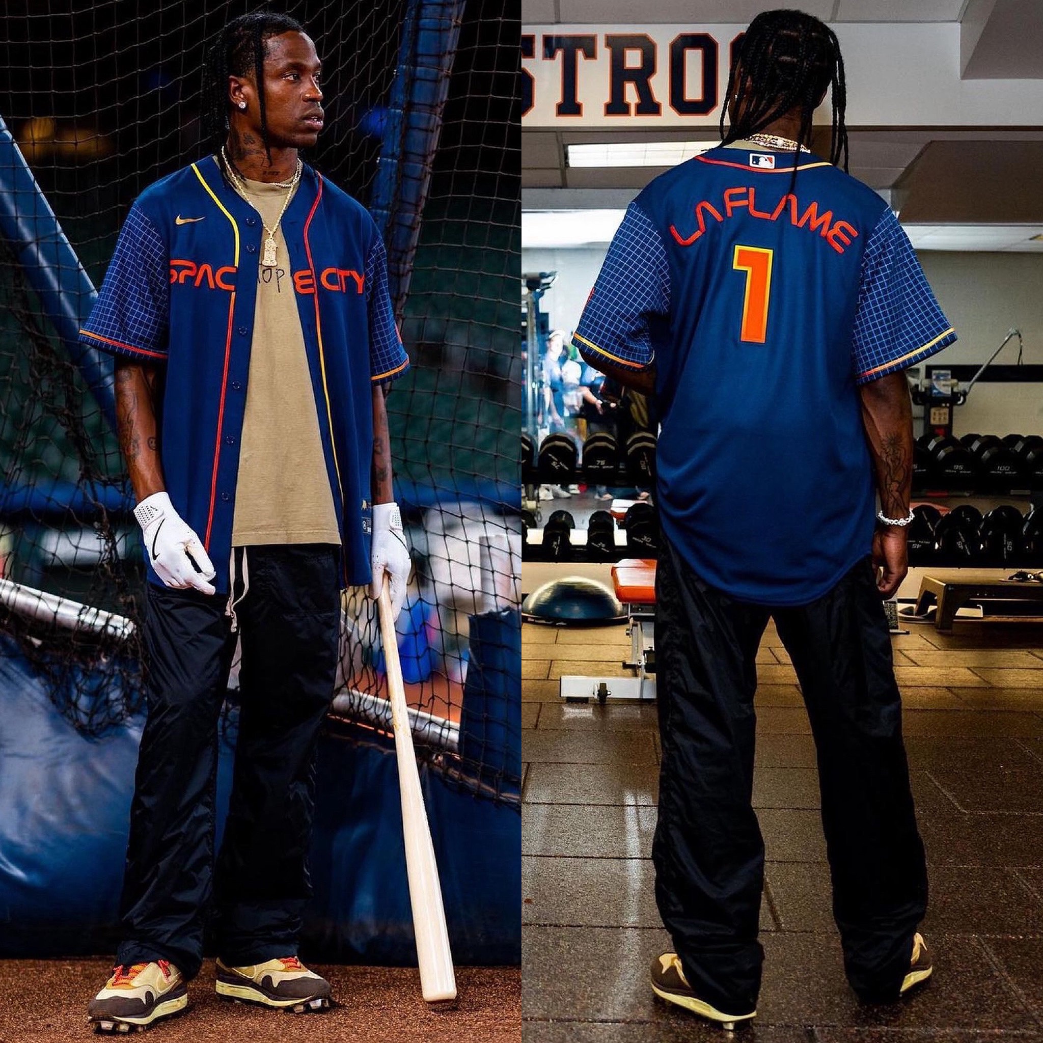 HypeNeverDies on X: TRAVIS SCOTT Rocking Custom HOUSTON ASTROS