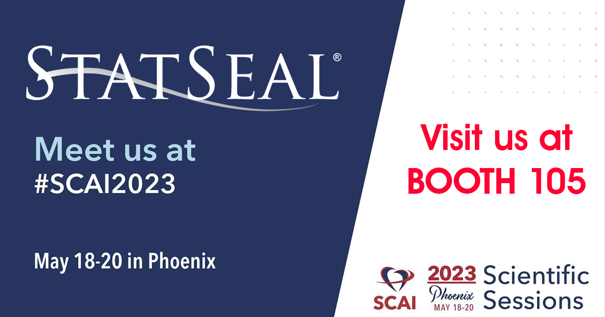 StatSeal's tweet photo. If you are attending #SCAI2023, visit our team at booth #105 to learn how incorporating StatSeal products into cath lab protocols helps achieve faster, safer hemostasis while improving cath lab efficiency. #StatSeal #InterventionalCardiology #RadialFirst #Biolife https://t.co/zMyCPmVZnJ