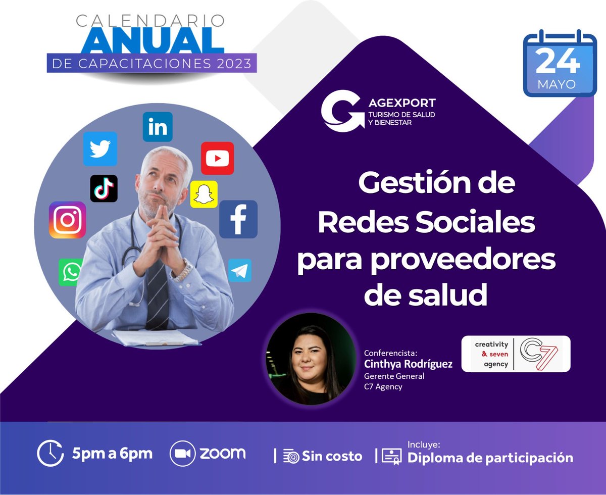 Acompáñanos el próximo 24 de mayo y aprende cómo gestionar tus redes sociales.

Inscríbete: bit.ly/3ILzlmb