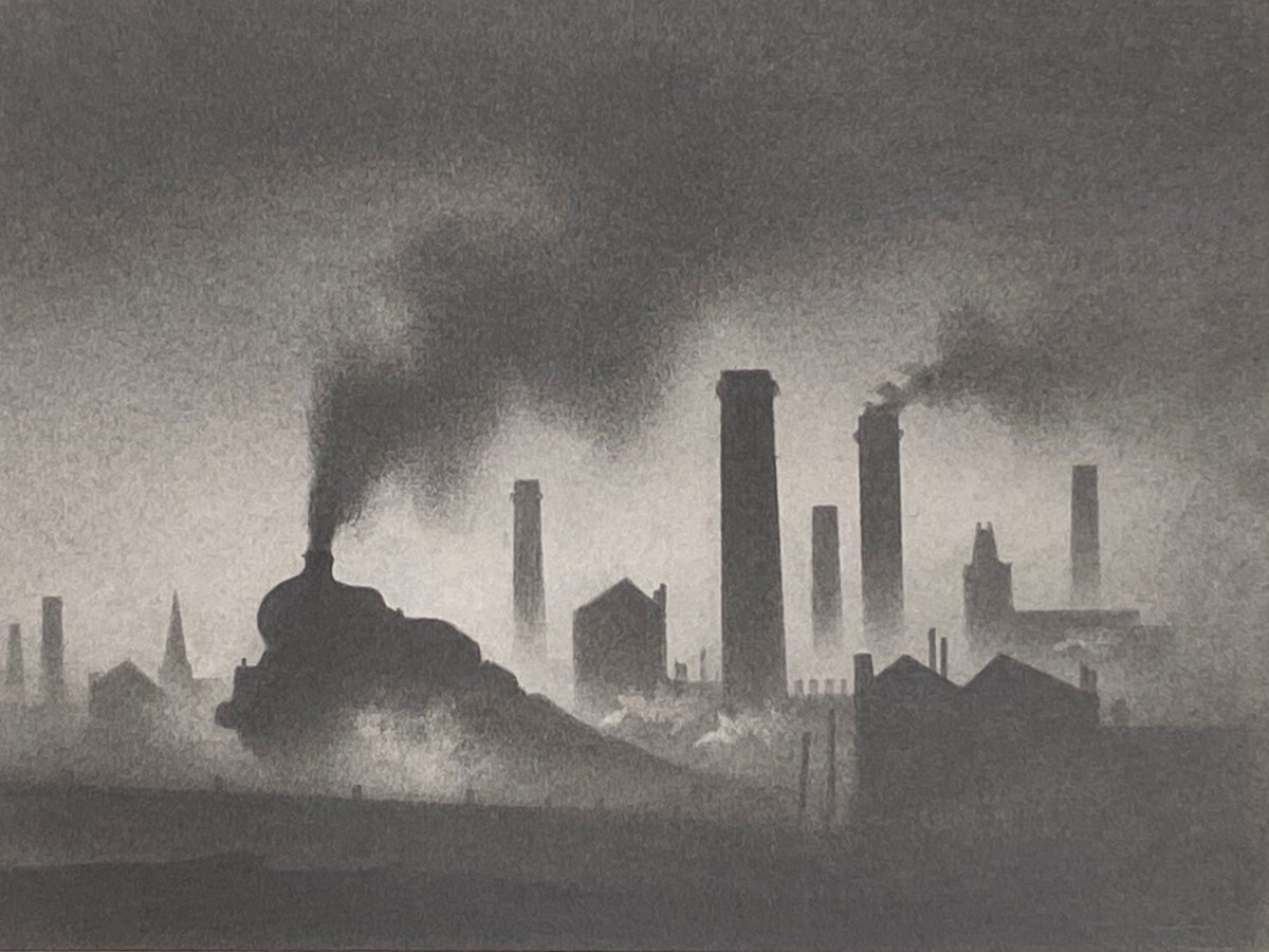 This fabulous Trevor Grimshaw pencil & graphite drawing is titled Townscape With Departing Train.

A fabulous example of Trevor's unique style.

#trevorgrimshaw #trevorgrimshawartist  #northernart #northernartists #mikecherryart
#industriallanscape #graphitedrawing