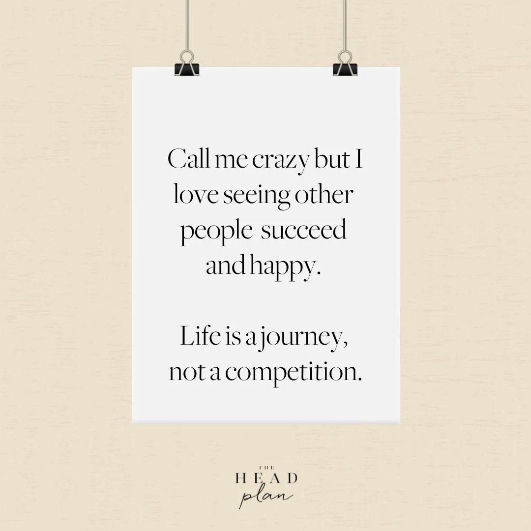 Call us crazy, but we love seeing YOU succeed and happy. Life is a journey, not a competition 🤍  Tag someone you love seeing happy or someone you are proud of 😍

#TheHeadPlan #Journal  #Goals #Wellness #LifeCoach #WellnessCoach #quoteoftheday #qotd