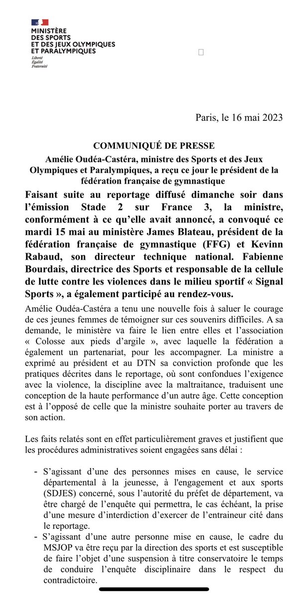 thierryvildary's tweet photo. Les premiers effets suite à réunion @aoc @ffgymnastique 2 enquêtes sur les entraineurs mis en cause enquête de fond du ministère, accélération de l’enquête pour y voir clair sur le club d’Avoine, Kaylia Nemour autorisée enfin à participer aux champ d’Afrique qualif monde + JO 😎 https://t.co/GE26IrNV8Y