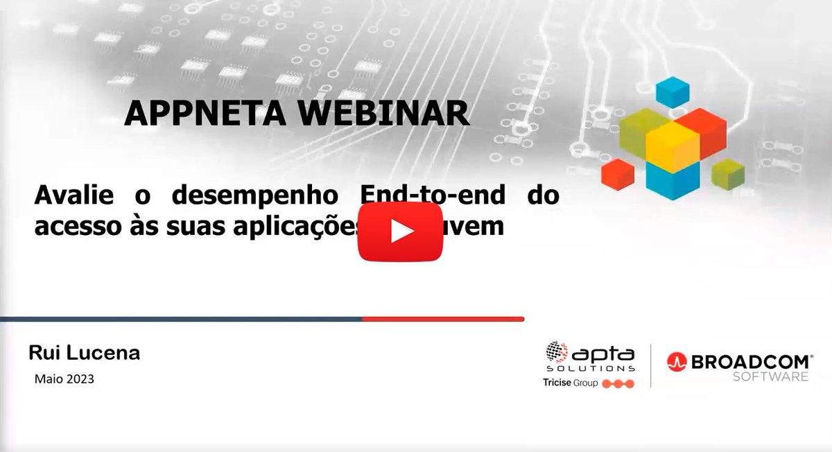 AptaSolutions's tweet photo. O distribuidor @BroadcomSW, @AptaSolutions #Tricise, disponibilizamos a gravação do webinar (em português): Avalie o desempenho End-to-end do acesso às suas aplicações na nuvem com a #Appneta ➡ https://t.co/UqQqToYEYA
#AIOps #Monitoring #Netops #broadcomsoftware #AptaSolutions https://t.co/6qjbU1Fipu